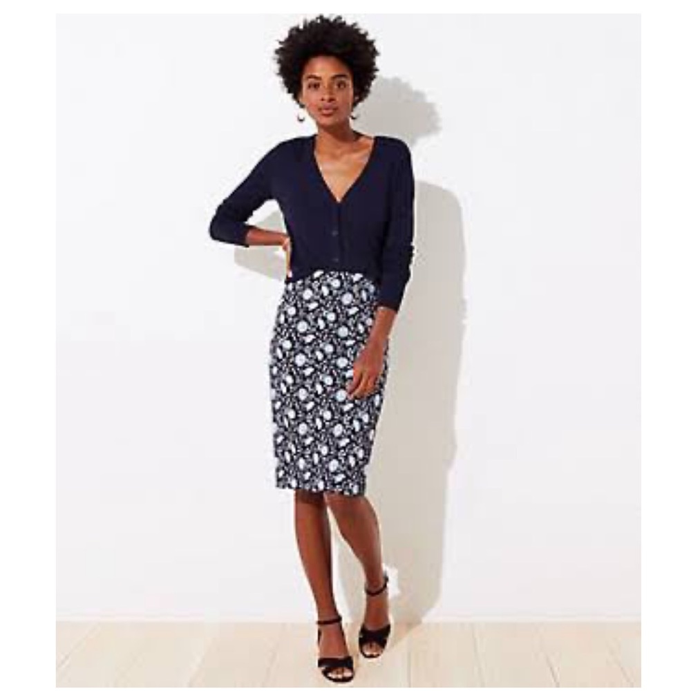 LOFT Floral Pull On Pencil Skirt